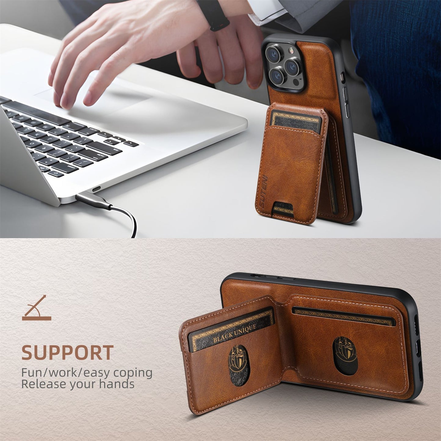 Leather Business Card Phone Case Iphone 16, Iphone 16 pro, Iphone 16 pro Max
