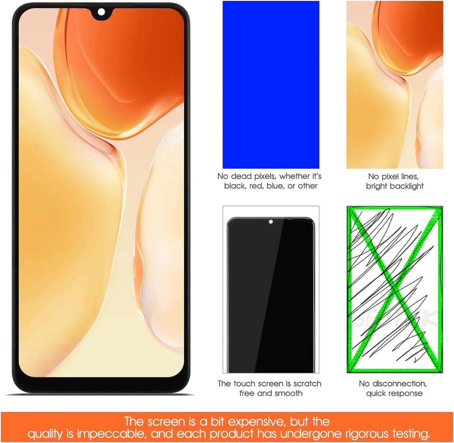 LCD for Samsung Galaxy A03S Screen Replacement for Samsung A037U LCD Screen SM-A037U Touch Display Digitizer Assembly Repair Parts with Frame(Not Fit A037A A037W A037G)