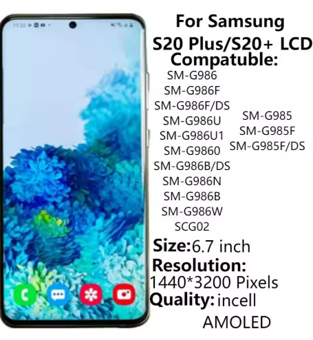 6.7" Super AMOLED For Samsung S20 Plus/S20+ G985 G986 LCD Display With Frame Touch Screen Assembly Digitizer Replacement Repair
