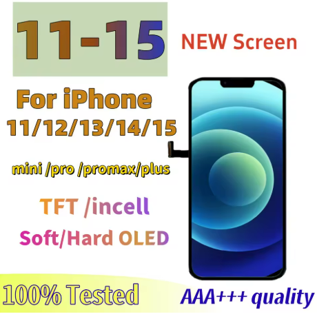 New TFT OLED Display For iPhone 11 12 13 14 pro Max LCD 12 13 Mini 14 15 Plus Incell 3D Touch Screen Support Touch True Replace